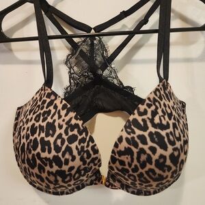Victoria's Secret Leopard Print Front Closure "Very Sexy" Push Up Bra 36DD